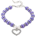 thumbnail image 1 of Gardjoe Pearl Beaded Pet Necklace Collar with Heart Shaped Rhinestone Pendant and Elastic Stretch Design for Small Dog Cat Daily Dress Up, 1 of 2