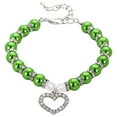 thumbnail image 1 of Gardjoe Pearl Beaded Pet Necklace Collar with Heart Shaped Rhinestone Pendant and Elastic Stretch Design for Small Dog Cat Daily Dress Up, 1 of 2