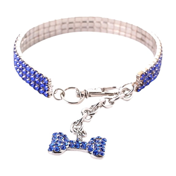 Gardjoe Sparkling Rhinestone Crystal Pet Collar Necklace with Bow Pendant and Adjustable Buckle for Small Dogs Cats Party Wedding Daily Dress Up
