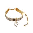 thumbnail image 1 of Gardjoe Triple Row Elastic Rhinestone Pet Collar with Heart Pendant and Extender Chain for Small Dogs Cats Party Wedding Jewelry, 1 of 5