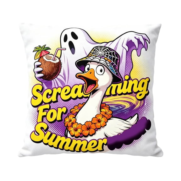 Gardjoe With funny goose illustrations "Screaming For Summerween" text,unique double-sided linen pillow cover adds quirky charm to your decor, 17.7x17.7 in perfect for Halloween home decoration