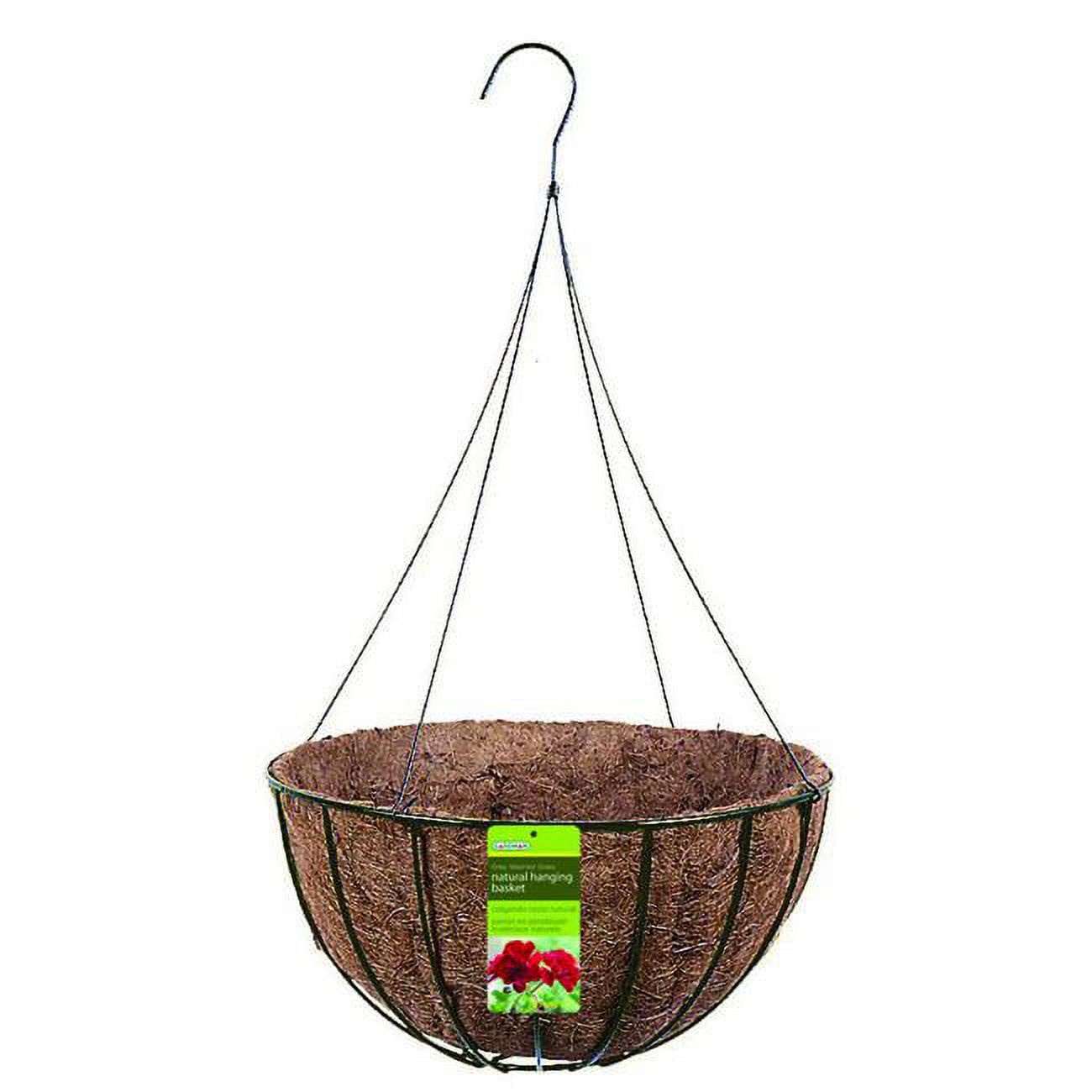 Gardman 12 in. Grower Basket with Liner & Hanger, Black