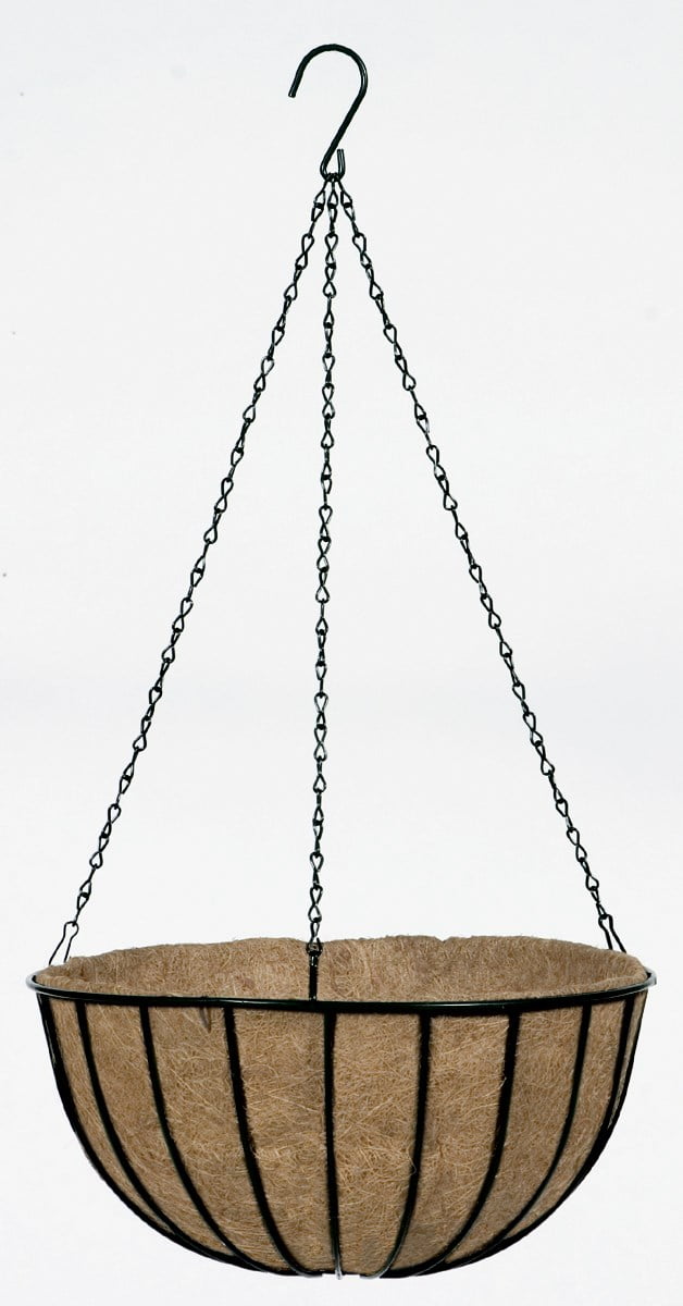 Gardman 14" Black Steel Hanging Basket with Coco Liner