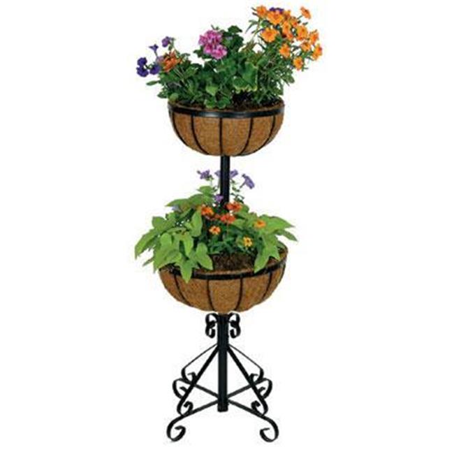 Gardman 2 TIER PLANTER BLACK WITH COCO LINERS