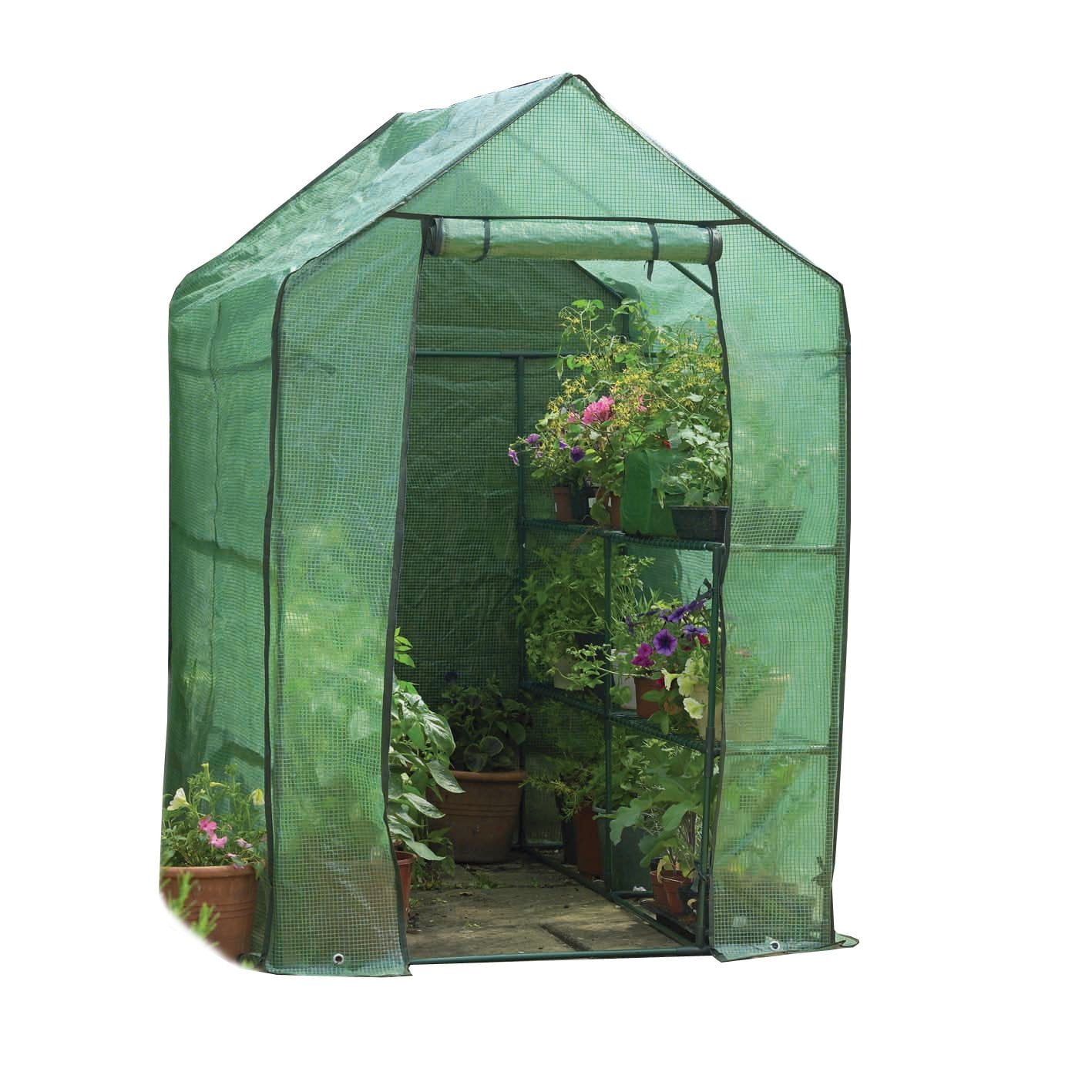 Gardman 7622 Walk-In Greenhouse with Shelving, 75" Long x 49" Wide x 75" High