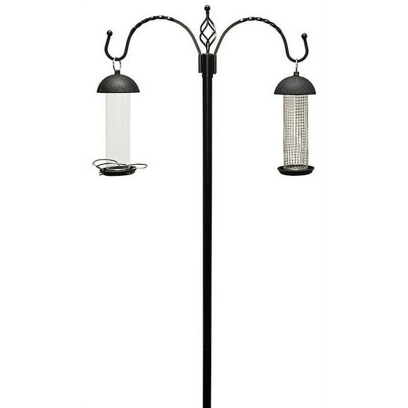 Gardman Birding Pole with Two Bird Feeders, Black, 7'1.5"
