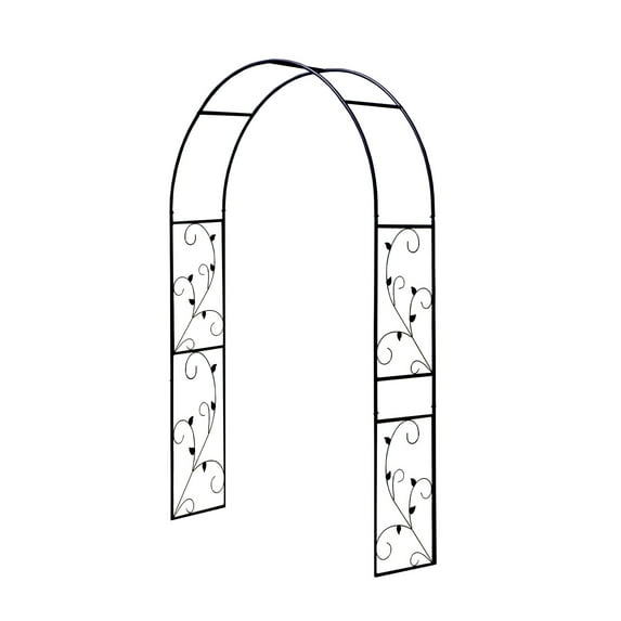 Gardman Botanical 7 Black Steel Arbor, Elegant Design with Botanical Vine
