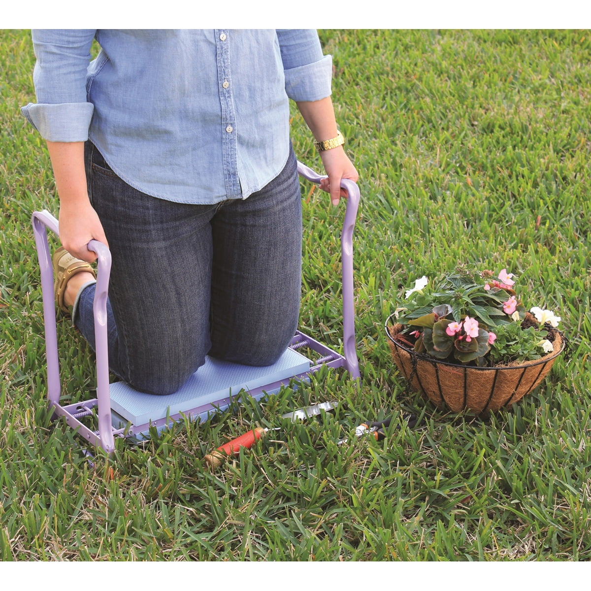 Gardman Foldaway Garden Kneeler Seat Lavender Blue