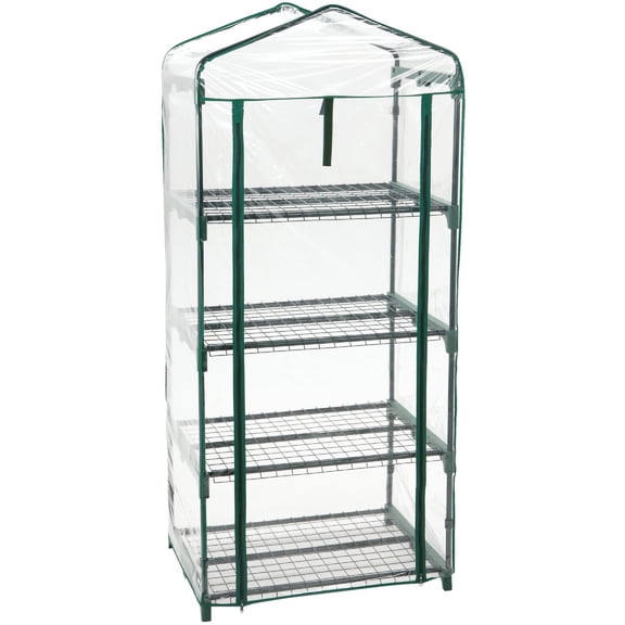 Gardman R687 4-Tier Mini Greenhouse, 27" Long x 18" Wide x 63" High Black