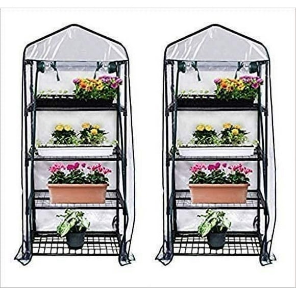 Gardman R687 4-Tier Mini Greenhouse, 27" Long x 18" Wide x 63" High Pack of 2