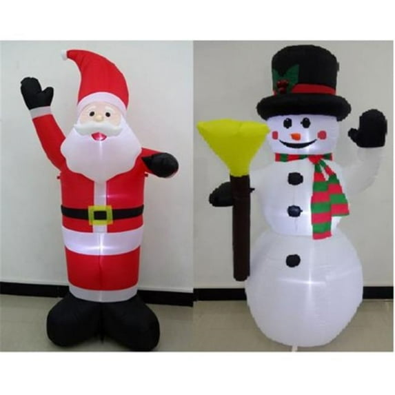 Gardman USA L53ENB101350C 6 ft. Good Tidings Blowup Santa Snowman Lighted Yard Decoration, Multi Color