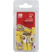Gardner Bender 12 to 10 AWG #12 to 1/4 In. Stud Size Yellow Vinyl-Insulated Barrel Ring Terminal 14-Pack