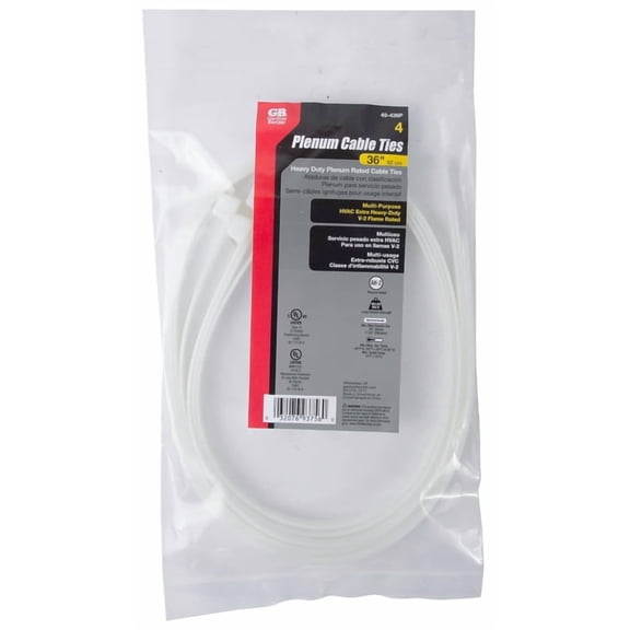 Gardner Bender 36 In. x 0.35 In. Natural Plenum Cable Tie (4-Pack) 49-436P