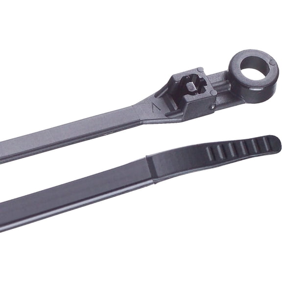 Gardner Bender 45-308MTUVB Mounting Cable Tie, 8 Inch., 50 lb. Tensile Strength, Wire / Cord Management Industrial and Household Use, Nylon Zip Tie, 15 Pk., UV Resistant Black