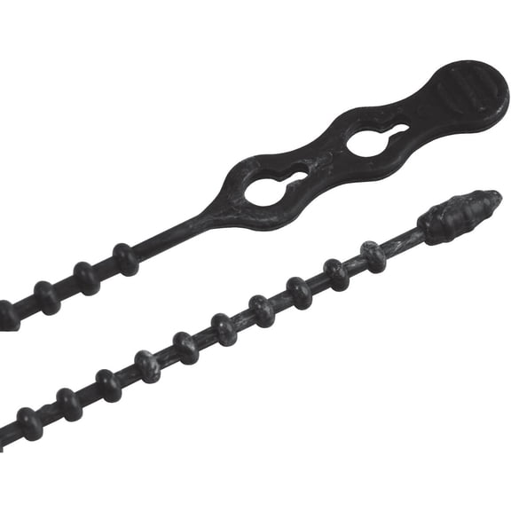 Gardner Bender 45-8BEADBK Beaded Cable Tie Wrap, 8 inch, 70 lb, Reusable, Adjustable Wire and Cord Management, 15 Pk, UV Resistant Black