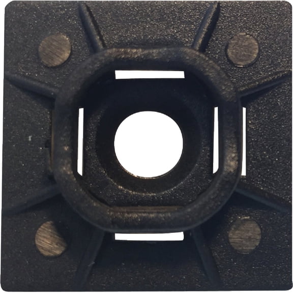 Gardner Bender 45-MBUVB Cable Tie Mounting Base, 1 inch x 1 inch, Screw and Adhesive Back, Electrical Wire and Cord Management, Nylon Zip Tie, 5 Pk, UV Resistant Black