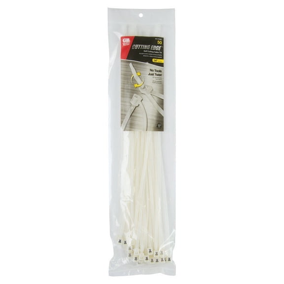 Gardner Bender 46-314SC Double Lock Self Cutting Cable Tie, Nylon, 50 Piece