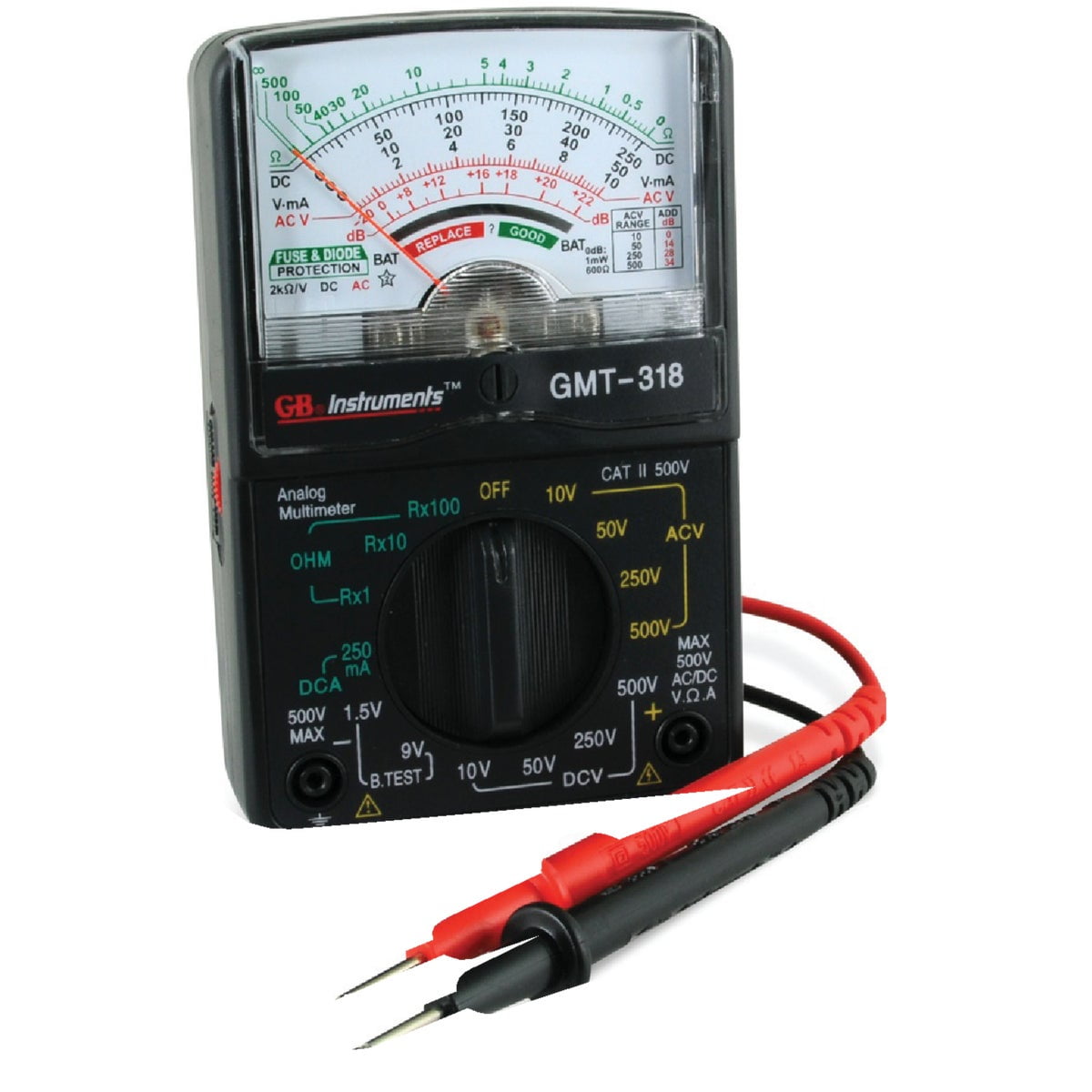Gardner Bender GMT-318 Analog Multimeter, 6 Function, 14 Range, AC / DC Volt