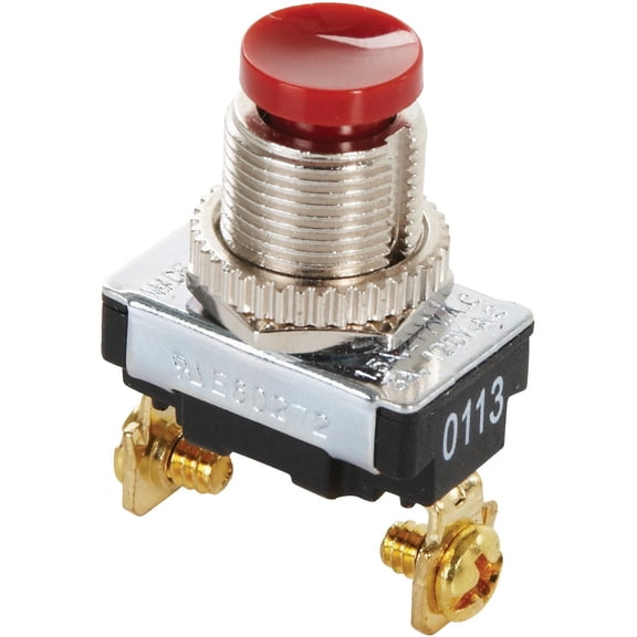 Gardner Bender GSW-23  Electrical Push-Button Switch, SPST, ON-Mom-OFF,  3 A/120V AC,  Screw Terminal,  Red Button