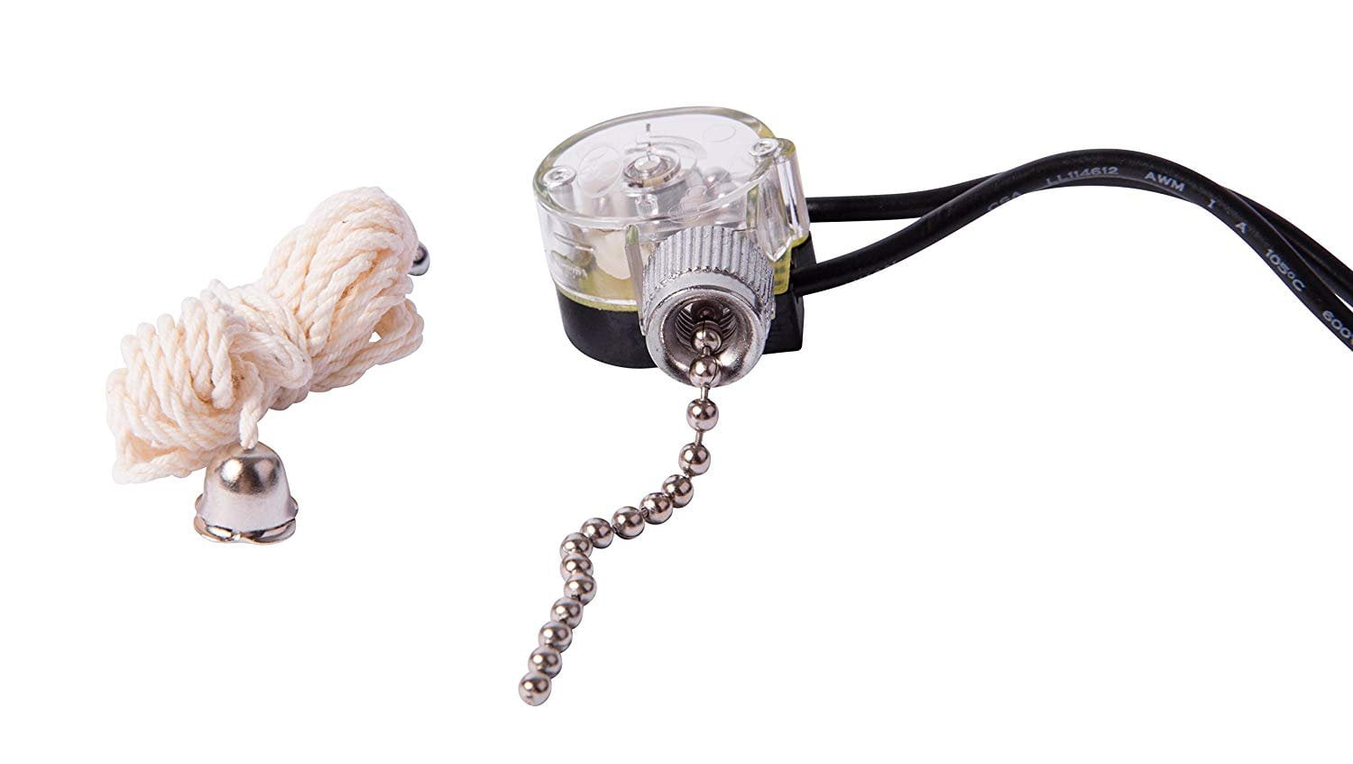 Gardner Bender GSW-31 Electrical Pull Chain Switch, SPST, ON-OFF, 6 A/125V  AC, 6 inch Wire Terminal, image size:1500x847