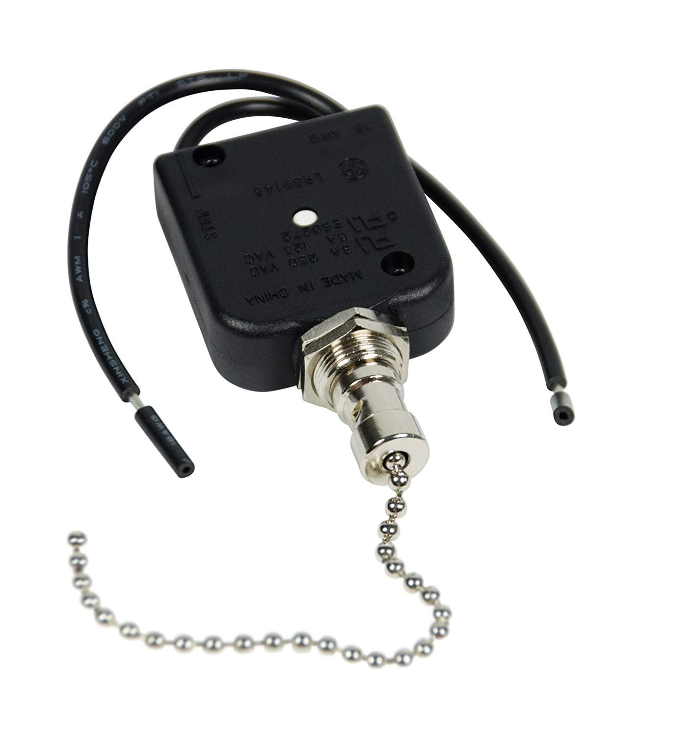 Gardner Bender GSW-35 Electrical All Angle Pull Chain Switch, SPST, ON-OFF,  6 A/125V AC, 6 inch Wire Terminal, image size:1410x1500