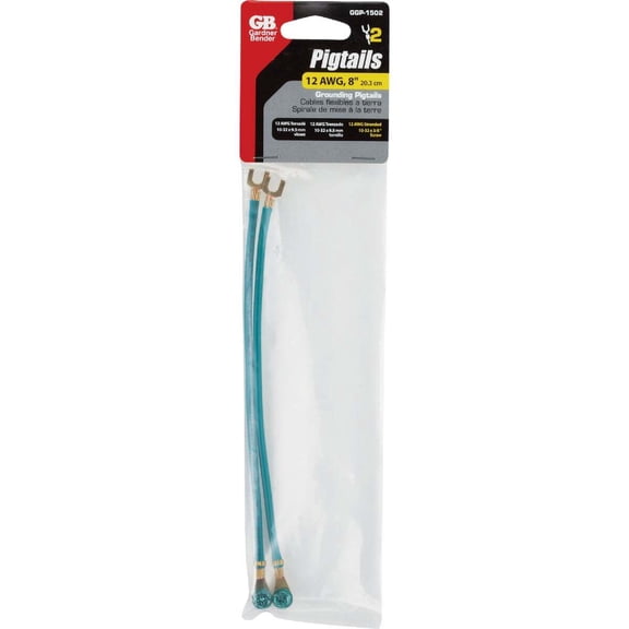Gardner Bender 8 In. 12 AWG Captured Screw Grounding Pigtail (2-Pack) GGP-1502