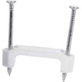 thumbnail image 1 of Gardner Bender PS-150 Plastic Staple,  Inch., 14/2, 12/2, 10/2 NM Cable, Quick / Easy Installation, for Romex, UF, NM & More, 100 Pk., White, 1 of 4