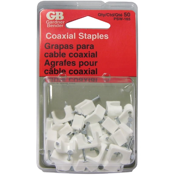 Gardner Bender PSW-165 Low-Voltage Electrical Cable Staples, inch, Secures CAT6, RG-59 and RG-6, 50 pk, White