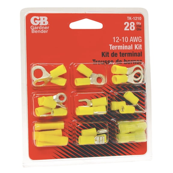 Gardner Bender TK-1210 Terminal Assortment, Spade Terminals, Butt Splices, Male & Female Disconnects, 12-10 AWG