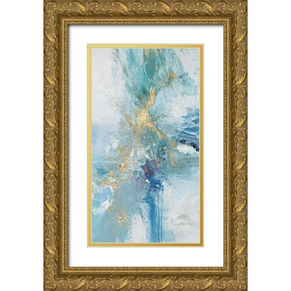 Gardner, Jennifer 10x14 Gold Ornate Wood Framed with Double Matting Museum Art Print Titled - Turquoise Flow III