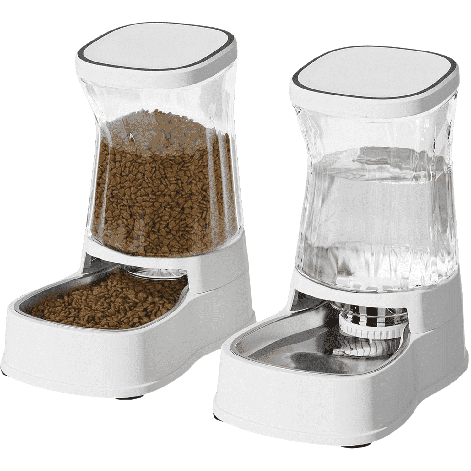 Nomipaw Automatic Cat Feeder and Food Dispenser 1 Gallon Gravity Pet Feeder Cat Dog Bowls for Water and Food 2Pcs
