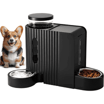 Nomipaw Cat Dog Feeder and Waterer - Automatic Gravity Feeding - Two-in-One - 0.8 Gallon Each Feeder - Black