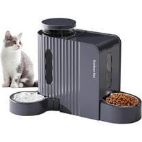 Nomipaw Cat Dog Feeder and Waterer - Automatic Gravity Feeding - Two-in-One - 1.6 Gallon Each Feeder - Dark Gray