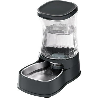 Nomipaw Cat&Dog Waterer Automatic Gravity Feeding - 1 Gallon  for Small Medium Dogs, Cats, Puppies - Black Gray