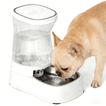 Nomipaw Cat&Dog Waterer - Automatic Gravity Feeding - 1 Gallon - Stainless Steel Bowl - White