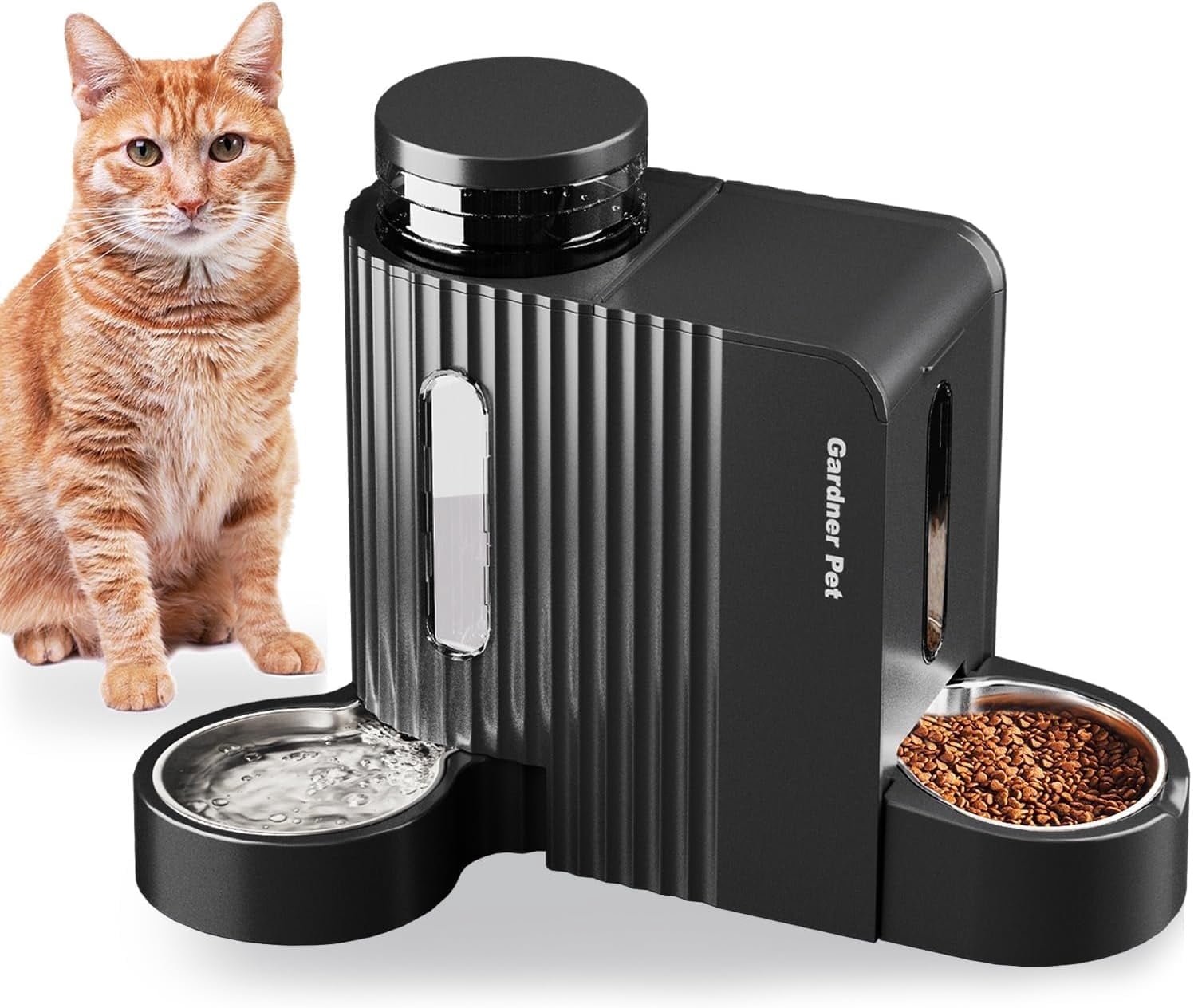 Nomipaw Gravity Automatic Food Feeder and Water Dispenser, 0.8Gal Large Capacity, 2 in 1 Set, 304 Stainless Steel Bowl, Removable and Washable