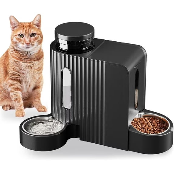 Nomipaw Gravity Automatic Food Feeder and Water Dispenser Black 0.8 Gal Capacity with Stainless Steel Bowl for Cats and Dogs