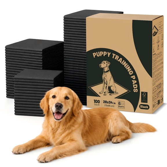 Nomipaw Pee Pads for Dogs - 28 x 34 inchs - 100 Count - Activated carbon - Leak-Proof & Odor-Control - Full Edge Wrapping Pad