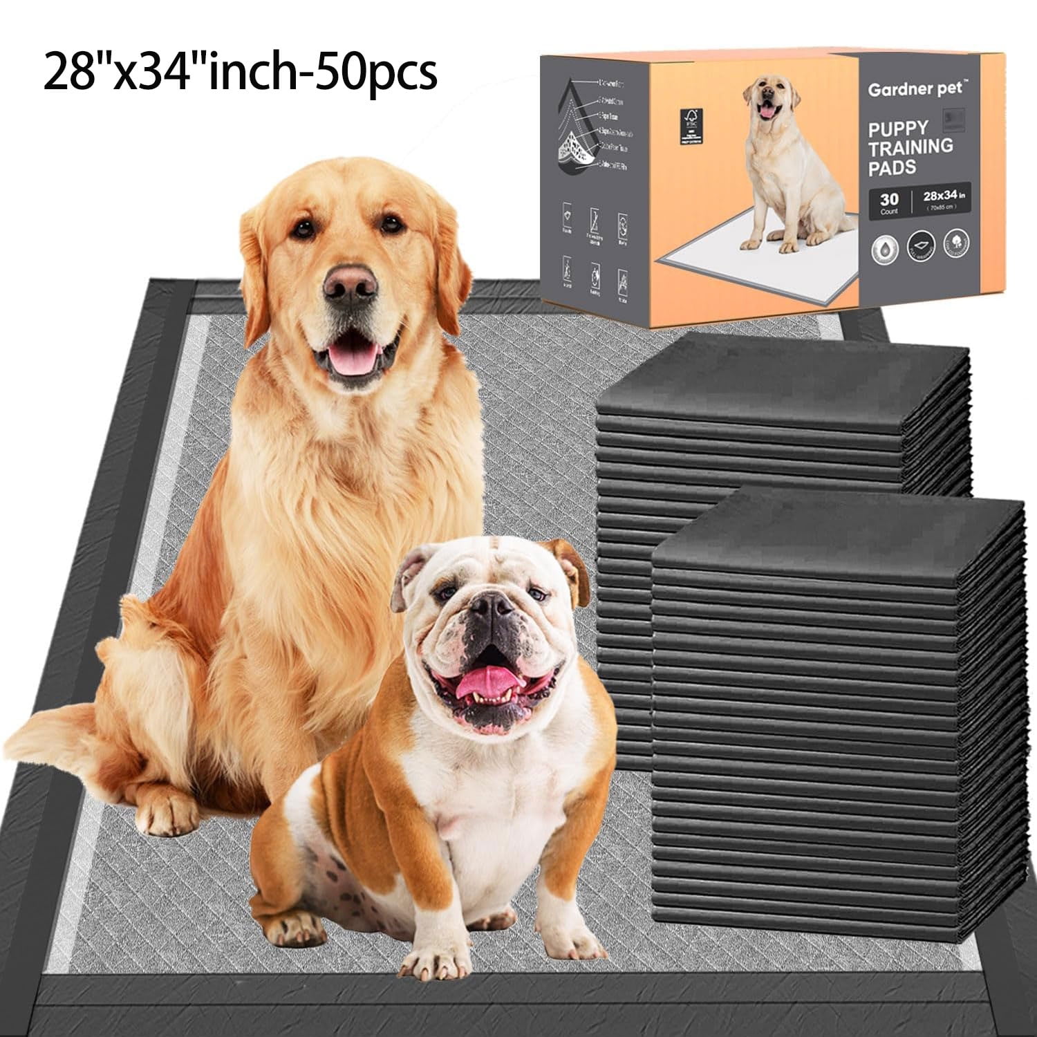 Gardner Pet Pee Pads for Dogs 28 x 34 inchs 50 Count Activated