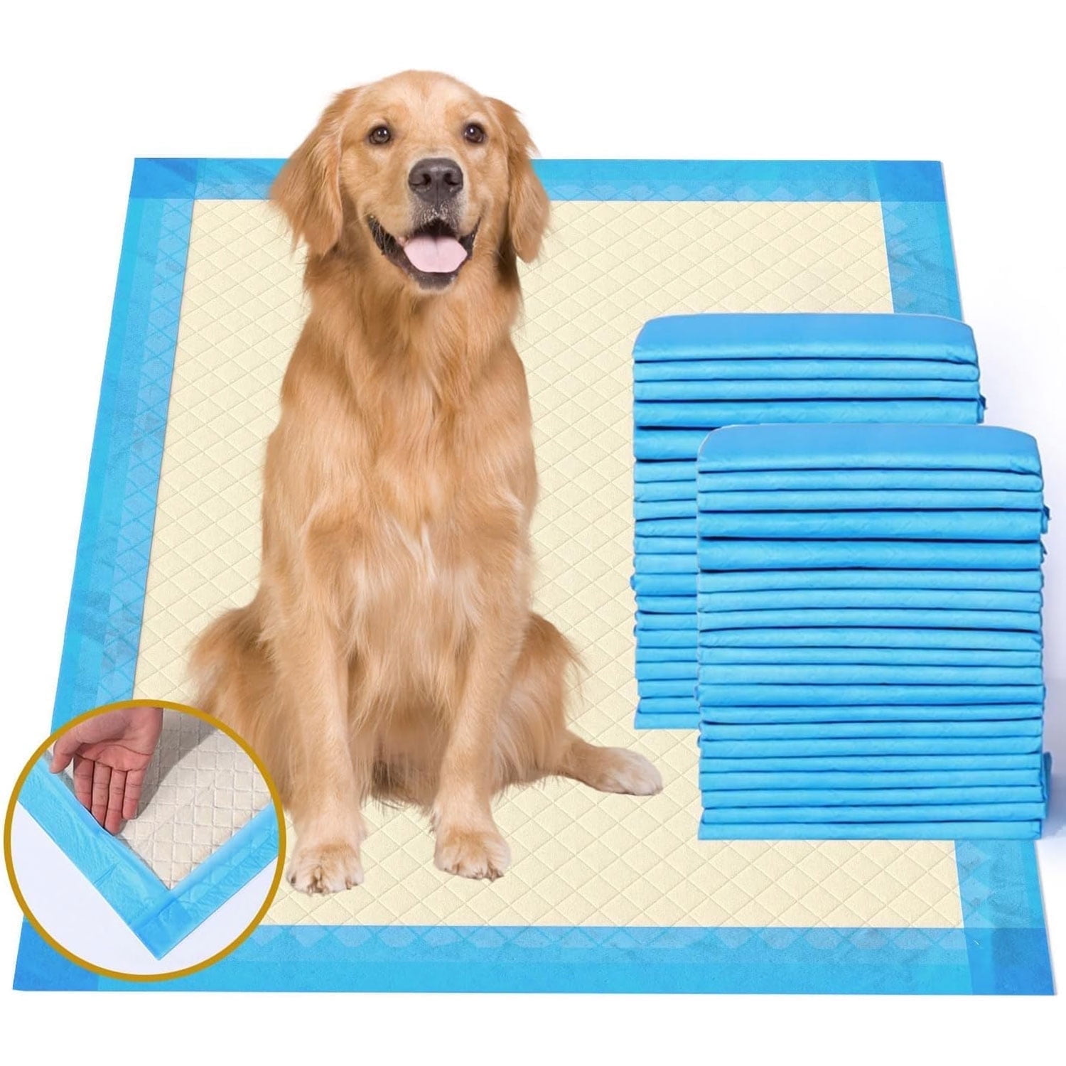 Nomipaw Pee Pads for Dogs - 28 x 34 inchs - 50 Count -  Super Absorbent - Leak-Proof & Odor-Control - Full Edge Wrapping Pad