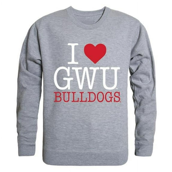 Gardner-Webb University I Love Crewneck T-Shirt, Heather Grey - Large