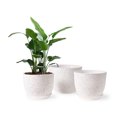 Gardrium 10/9/8 in Round White Plastic Plant Pot with Drainage Holes (3