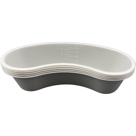 Garduated 500 ml Kidney Shaped Plastic Emesis Basins, Grey (Pack of 12)