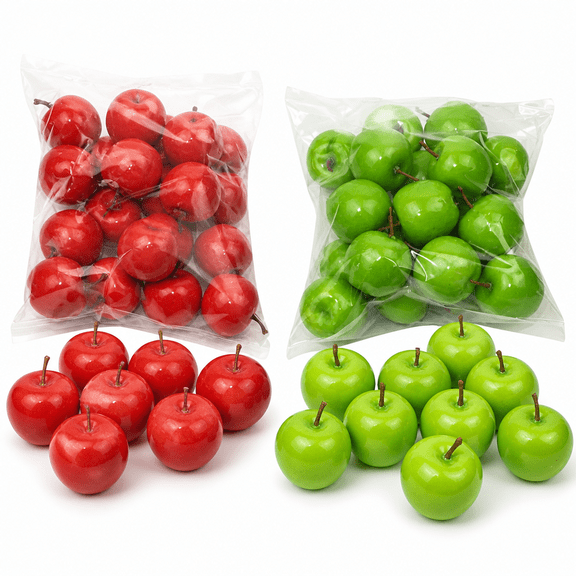 Gardvian 20Pcs Plastic Artificial-Apples Fruits Lifelike Kitchen Fake Fruit Home Decor 1.4inch