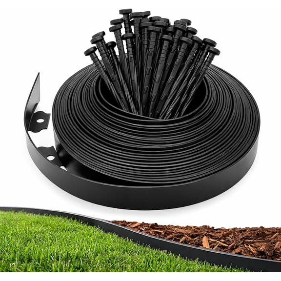 Gardzen 1.5" x20' Landscape Edging Kit, Garden Edging Coil Comes with 22 Pcs Spikes, No Dig Lawn Border Design