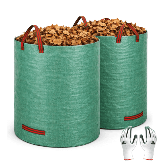 Garden 2-Pack 132 Gallons Reusable Yard Waste Bags, Heavy Duty Gardening Bags for Yard, Pool, Trash, Grass, Debris, Weeds