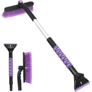 Gardzen 32" Snow Brush and Ice Scraper for Car Windshield, 2-in-1 Car Snow Brush and Ice Scraper, Extendable Snow Scraper with Brush, Snow Removal for Cars SUVs