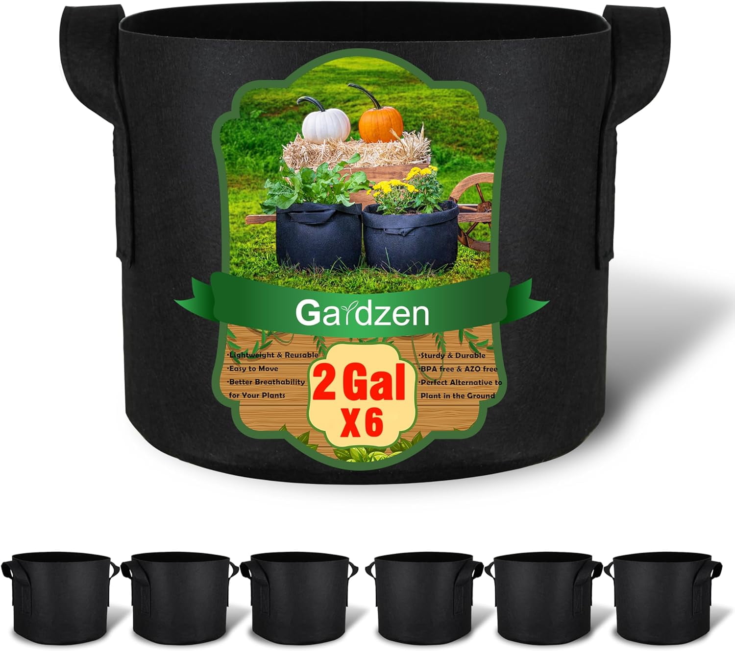 Gardzen, Grow Bags, 2 Gallon, Aeration Fabric Pots with Handles ...