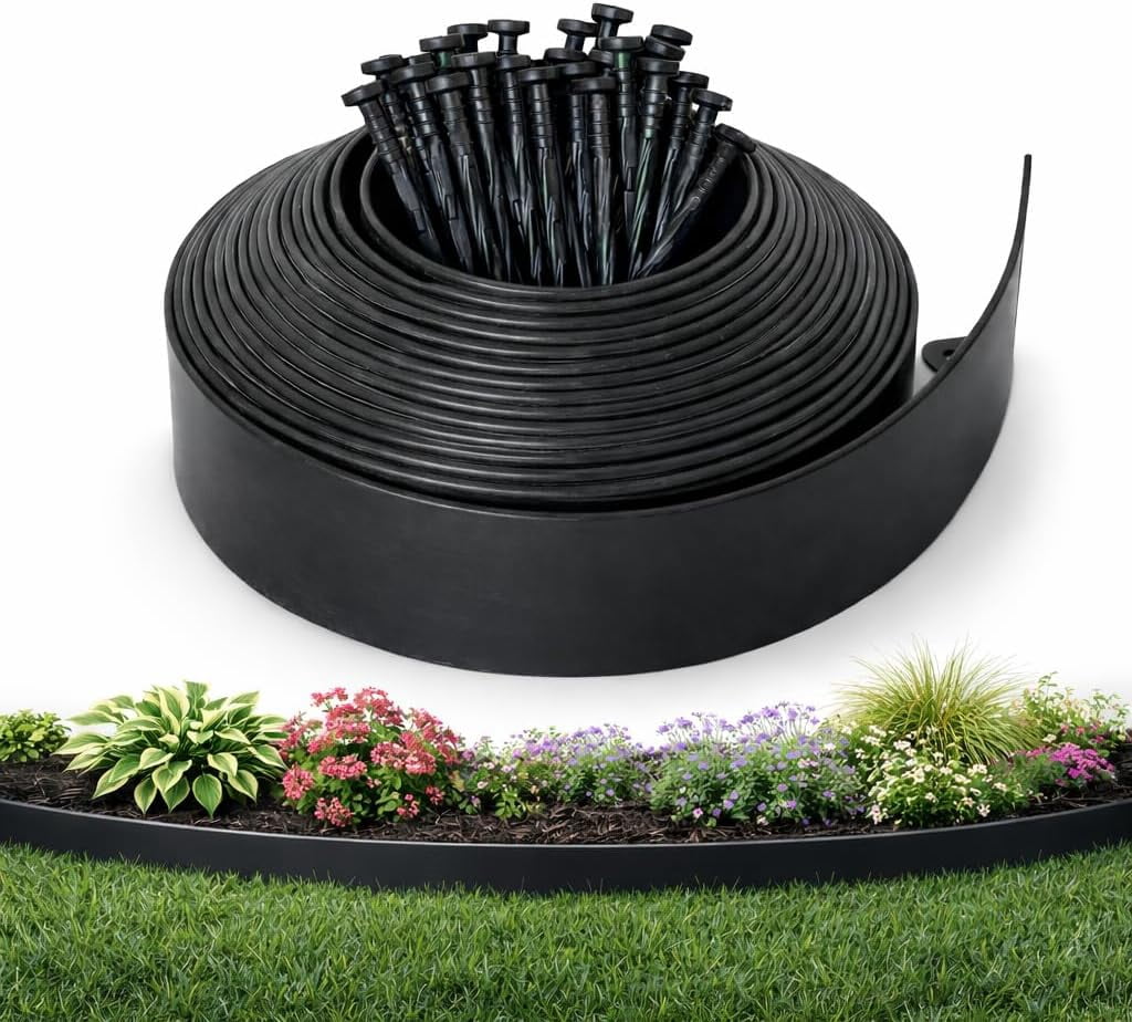 Gardzen Landscape Edging Kit, 40-Foot Long, 3-Inch Tall, No Dig Garden Edging Border for Flower Beds, Tree Rings, Pathways, Includes 40 Spikes
