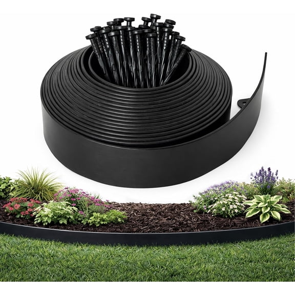 Gardzen Landscape Edging Kit, 60-Foot Long, 3-Inch Tall, No Dig Garden Edging Border for Flower Beds, Tree Rings, Pathways , Includes 60 Spikes